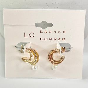 NWT LC Lauren Conrad gold and pearl earrings